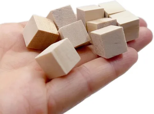 Miniatura 2 de Bloques de madera para manualidades, cubos de madera sin terminar, bloques de madera natural de 1/2 pulgada, paquete de 180 bloques cuadrados