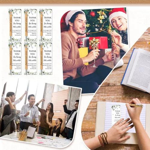 Miniatura 5 de Yeaqee 36 juegos de regalo de agradecimiento a los empleados, bolígrafo de bambú inspirador con tarjeta de agradecimiento para la semana de CNA
