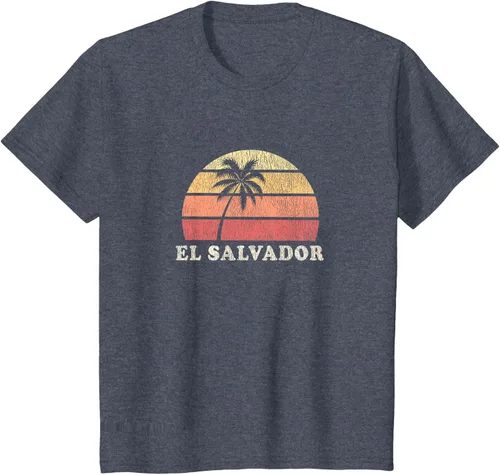 Miniatura 61 de El Salvador Vintage 70s Retro Throwback Design Camiseta, Azul