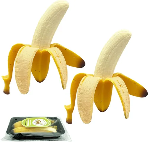 Paquete de 2 juguetes esponjosos de plátano para aliviar el estrés, suave perfumado, simulación de plátano, juguetes para apretar, juguetes para
