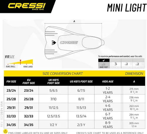 Miniatura 5 de Cressi Aletas de natación flotantes cortas para aprender a nadar - Para niños de 1 año en adelante - Mini Light: diseñadas en Italia Naranja