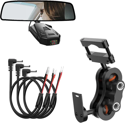 Miniatura 10 de SDSACZMU Soporte para Detector de Radar, Soporte de Montaje de Radar de Varilla de Espejo Retrovisor + Kit de Cable de Alimentación de Cableado