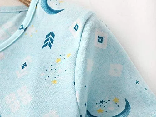 Miniatura 2 de PNAEONG Camisón de algodón para mujer, ropa de dormir de manga corta, camisa casual con estampado