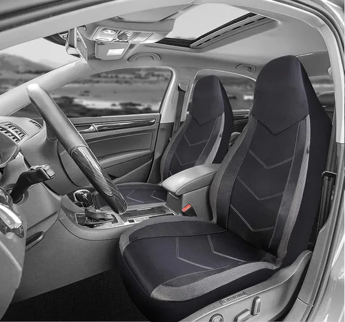 Miniatura 2 de Pic auto - Fundas para asientos delanteros de auto con respaldo alto, diseño deportivo de malla de fibra de carbono, ajuste universal, compatible