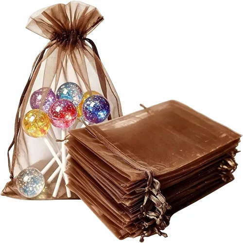 Miniatura 18 de Bolsas de regalo de organza de 4 x 6 pulgadas con cordón para joyas, dulces, paquetes de 50 bolsas de té de tela transparente azul aguamarina