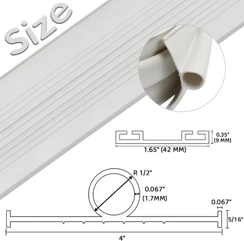 Miniatura 2 de Sellos de puerta de garaje de goma inferior con kit de base de retención de pistas de aluminio preperforado, kit de sellado de clima de forma de U
