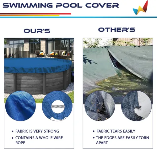 Miniatura 7 de Windscreen4less Cubierta de seguridad redonda de invierno para piscina de 14 pies con cable de alambre a lo largo de los bordes, cabrestante