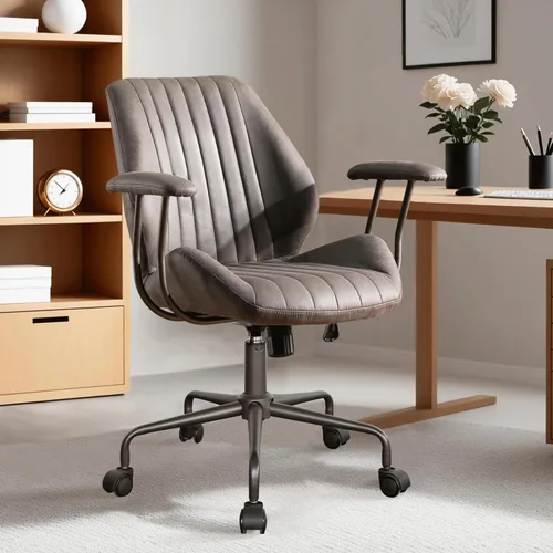 Miniatura 23 de ovios Silla de oficina ergonómica, sillas ejecutivas de piel sintética con respaldo alto y cojín grueso, cómodo sillón giratorio moderno de mediados