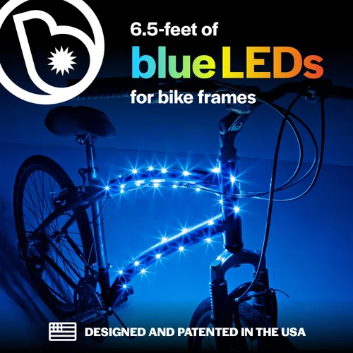 Miniatura 2 de Brightz CosmicBrightz - Cuerda de luz LED para marco de bicicleta, cuerda de 6.5 pies, funciona con pilas con interruptor de encendido/apagado, Azul