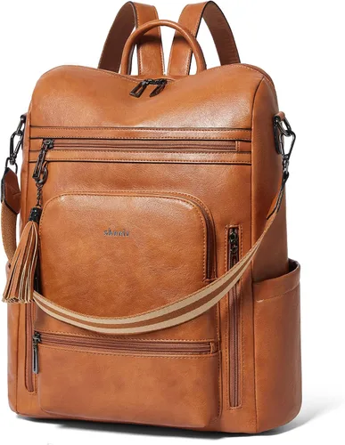 Miniatura 26 de Shrrie - Mochila vegana de cuero para laptop de 14 pulgadas para mujer, mochila de trabajo, mochila de moda, mochila de viaje, bolso para negocios