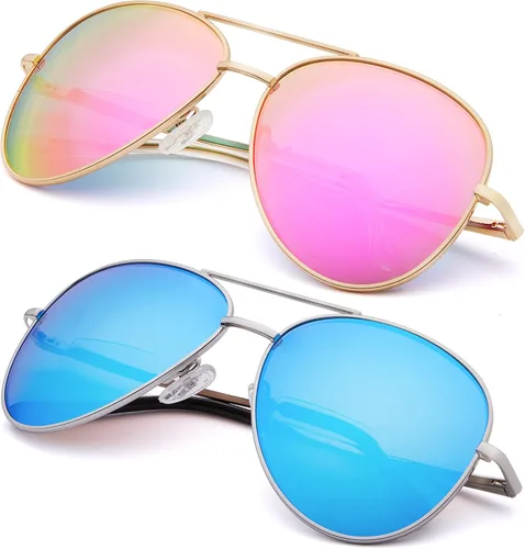 EYEGUARD Paquete de 2 lentes de sol bifocales de lectura para mujeres y hombres, protección UV400, lectores de sol clásicos de aviador, 2.75