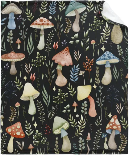 Miniatura 11 de Manta de regalo personalizada de hongos del bosque salvaje oscuro, manta de franela suave y ligera, adecuada para uso en cama, sala de estar