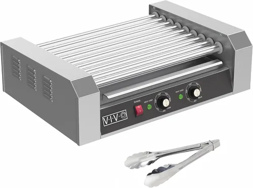 Miniatura 14 de VIVO HOTDG-V205 calentador eléctrico de 12 rodillos para parrilla de perritos calientes, acero inoxidable, comercial y doméstico, 750 W