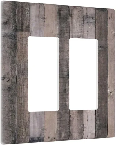 Miniatura 1214 de Placa Decorativa de Pared de Granja Rústica con Cuerno de Madera para Puerta de Granero 1 Banda Duplex Cubiertas de Toma Eléctrica Soltera