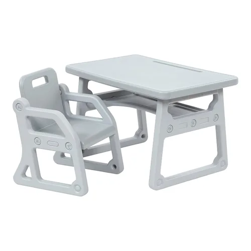 Miniatura 14 de ECR4Kids Escritorio y silla para niños pequeños, muebles para niños, gris/gris claro, 2 piezas