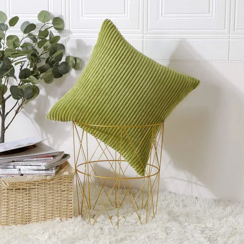Miniatura 6 de Artscope Fundas de almohada de pana a rayas acogedoras súper suaves decorativas cuadradas, fundas de cojín para sofá, dormitorio, decoración