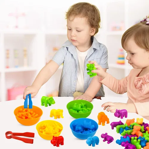 Miniatura 7 de GKDOMS Juguetes de conteo de animales, juego a juego con cuencos de clasificación, actividades de aprendizaje preescolar, juguete sensorial