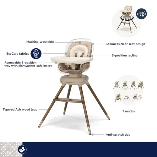 Miniatura 3 de Maxi-Cosi Kiskadee - Silla alta giratoria 360, 7 modos, para bebés de hasta 5 años de hasta 50 libras, clip magnético ClipQuik, bandeja de 3