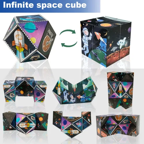 Miniatura 2 de Juego de cubos mágicos 3D Flips, paquete de 3 juguetes para ansiedad de cubo infinito, transforman cubos de rompecabezas para aliviar el estrés