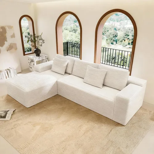 104.3 Inch Modular Sectional Couch Sofa with L-Shape Chaise, Modern Cloud Couch with Deep Seat, Upholstered Convertible Sectional Sofa for Living