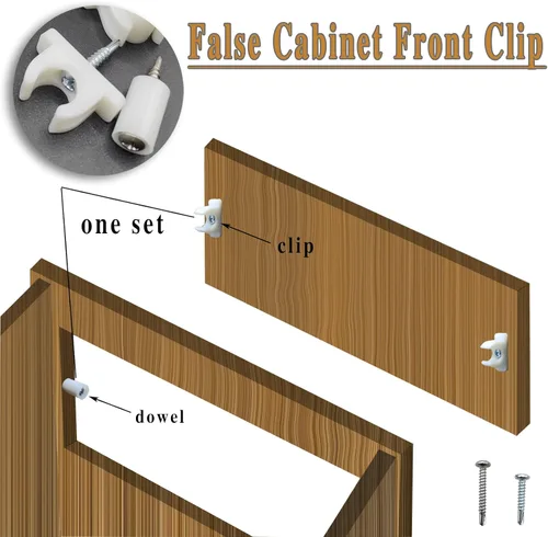 Miniatura 2 de fallingstar Clips falsos para gabinete con punta hacia afuera para fregadero, cierres frontales falsos universales para cajón/gabinete con mecanismo