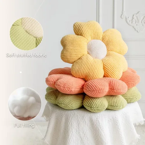 Miniatura 5 de Sioloc Almohada Decorativa de Flores, Lindo Cojín de Asiento de Suelo con Margaritas, Almohadas Decorativas Divertidas y Estéticas para Cama Sofá