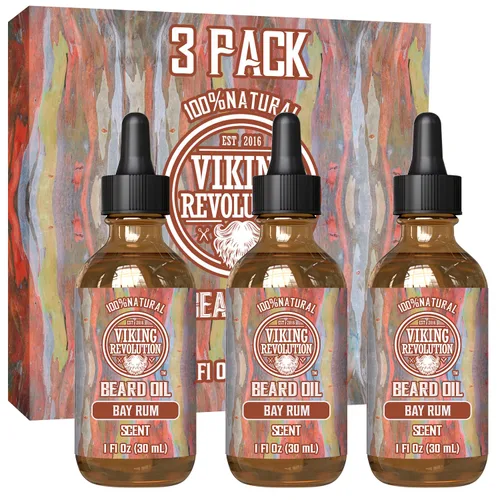 Miniatura 23 de Viking Revolution Aceite de barba de sándalo para hombres, aceite natural para barba con aceite de argán y aceite de jojoba, suavizante de barba