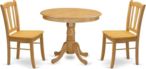 Miniatura 12 de East West Furniture ANDL3-MAH-W Juego de mesa y sillas de cocina de 3 piezas contiene una mesa de comedor redonda con pedestal y 2 sillas