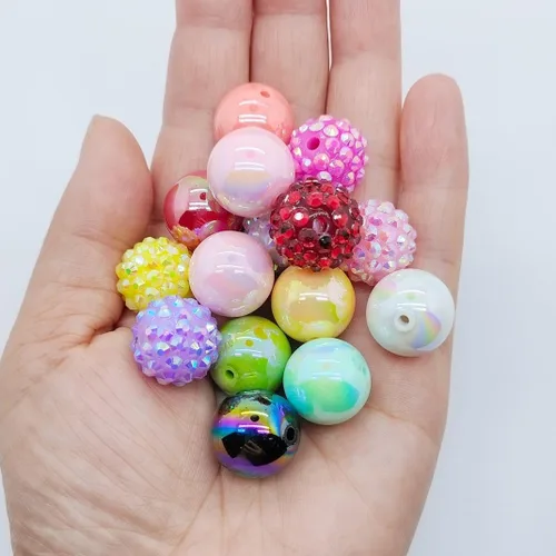 Miniatura 3 de Cuentas de diamantes de imitación de colores redondas espaciadoras para joyería, pulsera, collar, bolígrafo, bolsa, cadena, suministros de 0.630 in