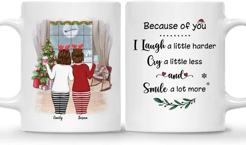 Gossby Taza de café de Navidad personalizada para amigas, regalos de amistad personalizados para mujeres con diseño, nombre, regalos de mujer para