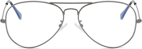 Miniatura 5 de EYLRIM Gafas de aviador con luz azul para mujeres y hombres, lentes transparentes para computadora con marco piloto de metal