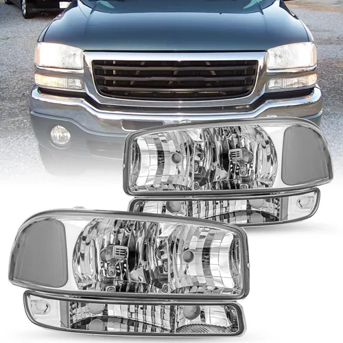 Miniatura 17 de SOCKIR 6 piezas para 1999-2002 GMC Sierra 00-06 Yukon conjunto de faros y luces antiniebla + faro delantero de parque/señal LH+RH con bombillas