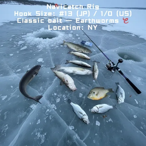 Miniatura 9 de Bagre, Scup (Porgy) y equipo de lubina – Kit de pesca de 3 ganchos Hi-Lo Bottom – Anzuelos japoneses atados a mano con línea PE – Agua salada y agua