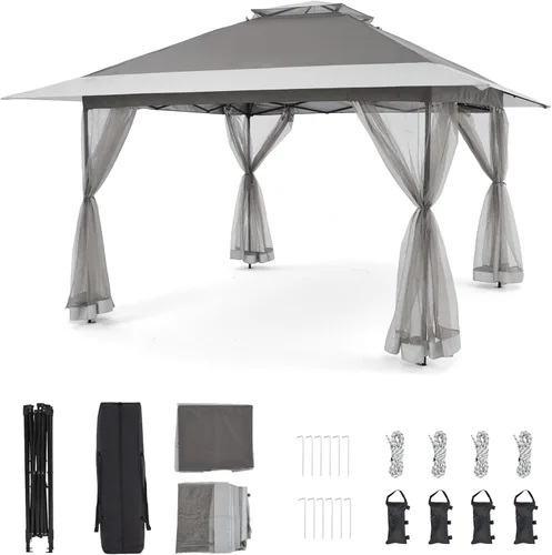 Miniatura 12 de Bezseller Carpa Gazebo Emergente de 11x11 pies con Mosquitero – Instalación Rápida, Toldo Exterior Resistente al Agua para Patio, Jardín, Patio Caqui