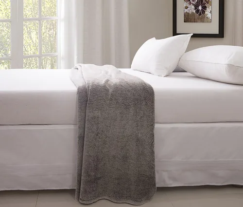 Miniatura 2 de Valea Home Falda de cama con esquinas divididas, duradera, elegante, de lujo, faldón antipolvo con pliegues alforzados, caída a medida de 14
