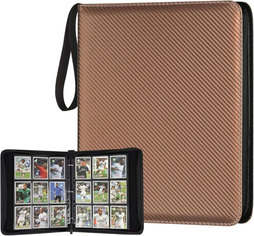 Miniatura 47 de GERMUN Carpeta de tarjetas de poliuretano, 16 bolsillos, carpetas de soporte premium para más de 1000 tarjetas, álbum de bolsillo de doble cara