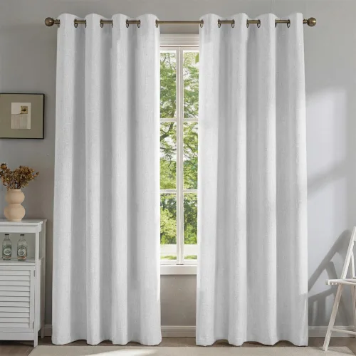Miniatura 14 de Cortinas de lino libres de PFAS en negro de 63 pulgadas de largo, juego de 2 paneles, 100% cortinas opacas largas para dormitorio, sala de estar