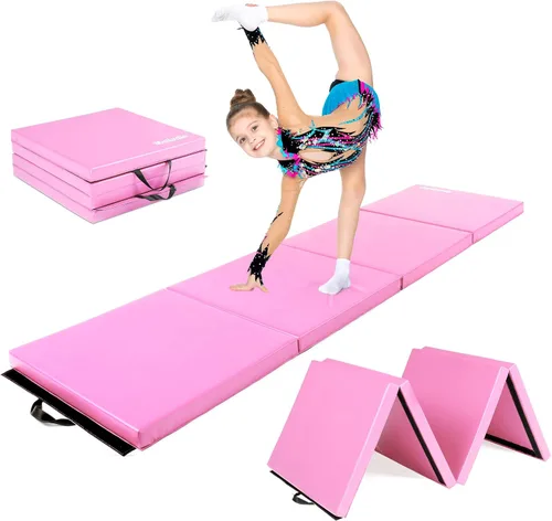 Miniatura 11 de Matladin - Alfombrilla plegable de 8 pies para gimnasia, gimnasio, ejercicio, aeróbicos, de 8 pies x 2 pies x 2 pulgadas de cuero sintético, 'Púrpura