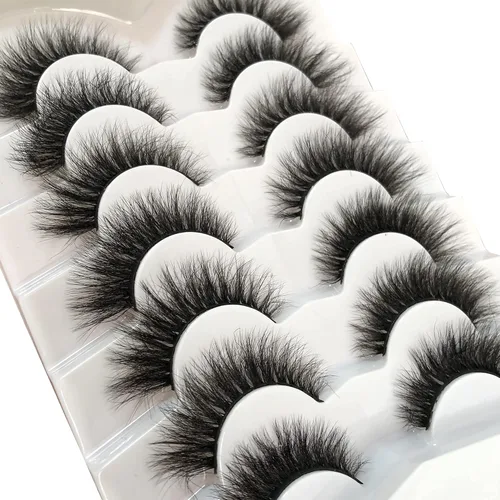 Miniatura 788 de Pooplunch - Pestañas postizas finas de visón sintético, estilo ojo de gato, naturales, cruzadas, tipo racimo, efecto 8D de volumen, tiras