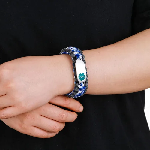 Miniatura 53 de Pulsera de alerta médica Paracord para hombres y mujeres Pulsera de identificación médica de acero inoxidable con hebillas de liberación lateral