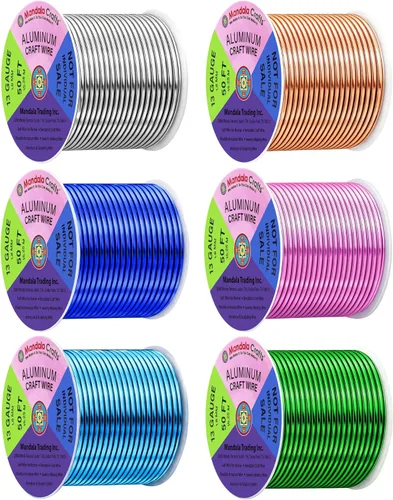 Miniatura 263 de Mandala Crafts - Alambre de aluminio anodizado de 8 calibre para hacer joyas - 9.75 m de alambre flexible negro colorido - Flexible para bonsái