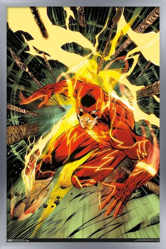 Miniatura 11 de Trends International DC Comics - Póster de pared de The Flash - Spears, 14.725 x 22.375 pulgadas, versión enmarcada de madera de granero