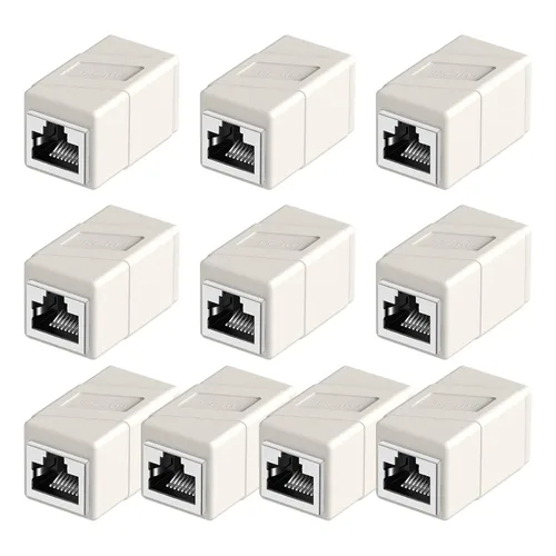 Miniatura 9 de Acoplador RJ45, paquete de 10 adaptadores Ethernet hembra a hembra, 8 pines modulares rectos, conectores de red para cable Ethernet Azul