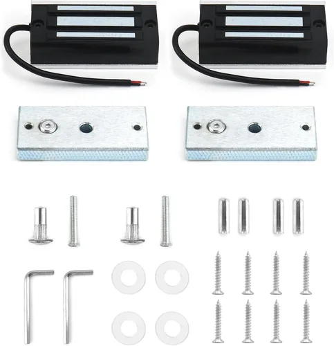 Miniatura 7 de QWORK Cerrajo eléctrico magnético, paquete de 2, 60 kg 130 lb de fuerza de retención, cerrojo eléctrico magnético para sistema de control de acceso
