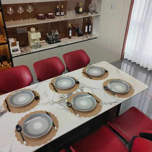 Miniatura 6 de Juego de 6 manteles individuales redondos para mesa de comedor, poliuretano impermeable, aislamiento térmico, resistente a las manchas