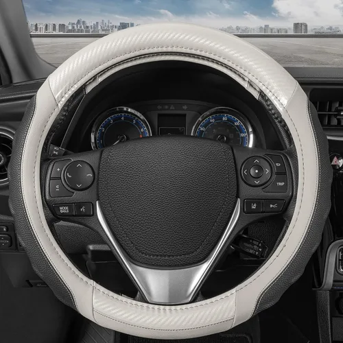 Miniatura 14 de Motor Trend GripDrive - Funda de cuero negro sintético para volante de automóvil, camión, camioneta, SUV, tamaño pequeño de 14 pulgadas, funda