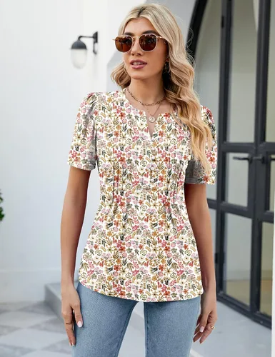 Miniatura 4 de LUYAA Blusas casuales de manga larga para mujer, túnica elegante, cuello en V, botones, ropa de oficina, otoño e invierno