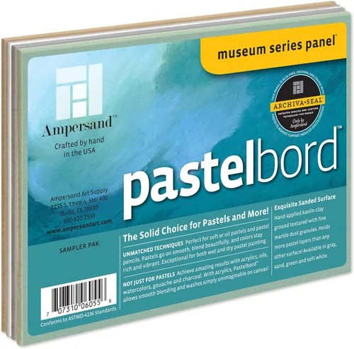 Ampersand Art Supply Serie Museum Pastelbord | 5 x 7 pulgadas | Colores surtidos | Panel de pintura pastel y seco de 1/2 pulgada | Sostiene más