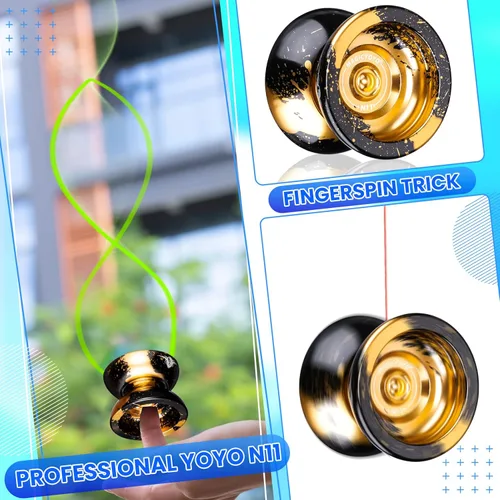 Miniatura 4 de MAGICYOYO Paquete de Regalo de 2 Yoyos - Yoyo Sensible K2 de Cristal y Yoyo Metálico No Sensible N11, Yoyo de Doble Propósito para Niños y Adultos