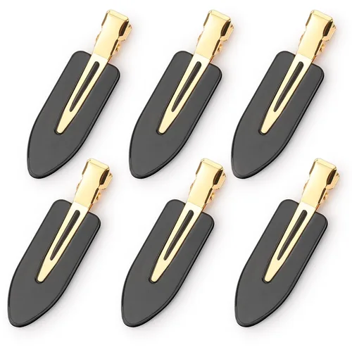 D 6 piezas de pinzas para el cabello sin arrugas, pinzas antiarrugas para maquillaje para mujeres y niñas, pinzas planas sin curvas para peinado en